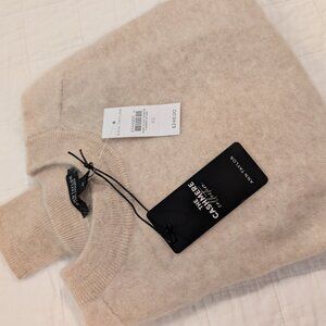 NWT Ann Taylor Brushed 100% Cashmere Sweater XS Heathered Oat